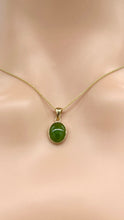 Load image into Gallery viewer, 14K Gold Jade Necklace, Natural Nephrite Jade Pendant, Canadian BC Jade