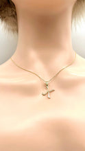 Load image into Gallery viewer, Letter K Gold Necklace, 10K Script Font Pendant, All Letters Available, Birthday Gift Women, Mothers Day Gift, Every Day Jewelry