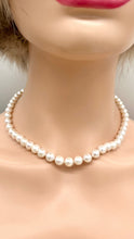 Load image into Gallery viewer, White Pearl Necklace, 7-8mm Freshwater Pearl Necklace, Unisex Necklace, Bridesmaids Gifts, Birthday Gift for Women, Jewelry for Woman