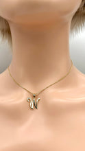 Load image into Gallery viewer, Letter W Gold Necklace, 10K Script Font Pendant, All Letters Available, Birthday Gift Women, Mothers Day Gift, Every Day Jewelry