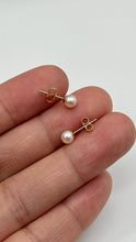 Load image into Gallery viewer, 14K Pearl Stud Earrings, 4mm Small Simple Earrings, Bridesmaids Gift, Birthday Gift for Women, Gift for Girl , Affordable Gift