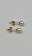 Load image into Gallery viewer, 14K Pearl Stud Earrings, 4mm Small Simple Earrings, Bridesmaids Gift, Birthday Gift for Women, Gift for Girl , Affordable Gift