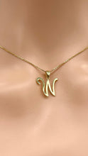 Load image into Gallery viewer, Letter W Gold Necklace, 10K Script Font Pendant, All Letters Available, Birthday Gift Women, Mothers Day Gift, Every Day Jewelry