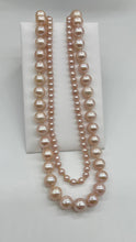 Load image into Gallery viewer, Pink Pearl Gold Necklace, 2 Row Pearl Necklace, Hand Knotted Pearl, Birthday Gift for Mom, Jewelry for Woman, Mothers Day Gift