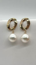 Load image into Gallery viewer, Pearl Drop Gold Earrings, 10K Solid Gold Earrings, Round Freshwater Pearl, June Birthstone, Bridal Jewelry, Birthday Gift For Wife