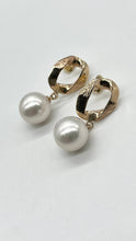 Load image into Gallery viewer, Pearl Drop Gold Earrings, 10K Solid Gold Earrings, Round Freshwater Pearl, June Birthstone, Bridal Jewelry, Birthday Gift For Wife