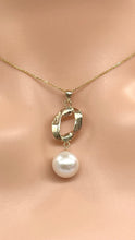 Load image into Gallery viewer, Pearl Drop Gold Necklace, 10K Solid Gold Necklace for Women, Bridesmaids Gift, Birthday Gift for Women, Christmas Jewelry for Woman