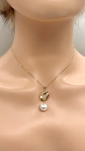 Load image into Gallery viewer, Pearl Drop Gold Necklace, 10K Solid Gold Necklace for Women, Bridesmaids Gift, Birthday Gift for Women, Christmas Jewelry for Woman