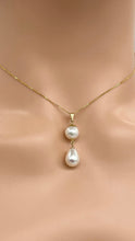Load image into Gallery viewer, Pearl Drop Gold Necklace, 14K Solid Gold Necklace for Women, Bridesmaids Gift, Birthday Gift for Women, Jewelry for Woman, Mothers Day