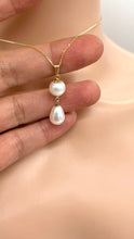 Load image into Gallery viewer, Pearl Drop Gold Necklace, 14K Solid Gold Necklace for Women, Bridesmaids Gift, Birthday Gift for Women, Jewelry for Woman, Mothers Day