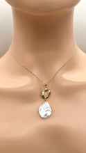 Load image into Gallery viewer, Pearl Drop Gold Necklace, 10K Solid Gold Necklace for Women, Handmade Necklace, Bridesmaids Gift, Birthday Gift for Women, Jewelry for Woman