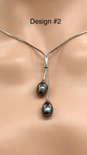 Load image into Gallery viewer, Lariat Black Pearl Necklace, Two Pearl Necklace, Sterling Silver Necklace, Birthday Gift for Women, Gift for Mom, Bridesmaids Gifts