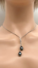 Load image into Gallery viewer, Lariat Pearl Necklace, Freshwater Peach Pearl Necklace, 925 Sterling Silver Necklace, Gift for Women, Gift for Mom, Bridesmaids Gifts