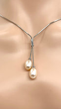 Load image into Gallery viewer, Lariat Pearl Necklace, Freshwater Peach Pearl Necklace, 925 Sterling Silver Necklace, Gift for Women, Gift for Mom, Bridesmaids Gifts