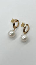 Load image into Gallery viewer, Pearl Drop Gold Earrings, 10K Solid Gold Earrings, Round Freshwater Pearl, June Birthstone, Bridal Jewelry, Birthday Gift For Wife