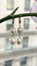 Load image into Gallery viewer, Pearl Drop Gold Earrings, 14K Solid Gold Earrings, Bride Jewelry, Summer Cocktail Jewelry, Birthday Gift for Women, Jewelry for Woman