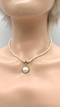 Load image into Gallery viewer, Mabe White Pearl Necklace, 14K Solid Gold, Natural South Sea Pearl, Handmade Necklace, Birthday Gift for Women,