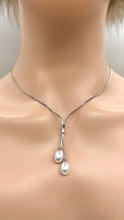 Load image into Gallery viewer, Lariat Pearl Necklace, Freshwater Peach Pearl Necklace, 925 Sterling Silver Necklace, Gift for Women, Gift for Mom, Bridesmaids Gifts