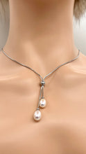 Load image into Gallery viewer, Lariat Pearl Necklace, Sterling Silver Necklace, Gift for Women, Gift for Mom, Bridesmaids Gifts, Christmas Exchange Gift