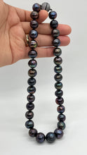 Load image into Gallery viewer, Black Pearl Necklace, 12-15mm Big Size, Magnetic Clasp, Statement Necklace, Handmade Necklace for Women, Jewelry for Womans