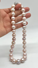 Load image into Gallery viewer, Pink Pearl Necklace, 12- 14mm Big Size, White Magnetic Clasp, Wedding Necklace, Handmade Necklace for Women, Jewelry for Womans