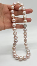 Load image into Gallery viewer, Pink Pearl Necklace, 12- 14mm Big Size, White Magnetic Clasp, Wedding Necklace, Handmade Necklace for Women, Jewelry for Womans