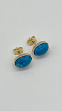 Load image into Gallery viewer, Turquoise Gold Stud Earrings, 14K Solid Gold Blue Earrings, Birthday Gift for Women, Handmade Earrings, Summer Jewelry, Mothers Day Gift