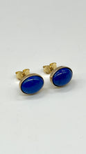 Load image into Gallery viewer, Lapis-lazuli Gold Stud Earrings, 14K Solid Gold Blue Earrings, Birthday Gift for Women, Handmade Earrings, Mothers Day Gift