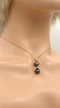 Load image into Gallery viewer, Black Pearl Gold Necklace, 14K Solid Gold Necklace for Women, Bridesmaids Gift, Birthday Gift for Women, Jewelry for Woman