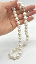 Load image into Gallery viewer, White Pearl Gold Necklace, 11-12mm Pearl Necklace, Knotted Handmade Necklace, Gift for Mom, Birthday Gift Women, Jewelry for Woman