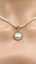 Load image into Gallery viewer, Mabe White Pearl Necklace, 14K Solid Gold, Natural South Sea Pearl, Handmade Necklace, Birthday Gift for Women,