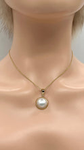Load image into Gallery viewer, Mabe White Pearl Necklace, 14K Solid Gold, Natural South Sea Pearl, Handmade Necklace, Birthday Gift for Women,