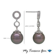 Load image into Gallery viewer, Black Pearl Diamond Earrings, 14K Gold