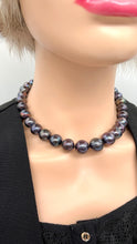 Load image into Gallery viewer, Black Pearl Necklace, 12-15mm Big Size, Magnetic Clasp, Statement Necklace, Handmade Necklace for Women, Jewelry for Womans