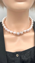 Load image into Gallery viewer, Pink Pearl Necklace, 12- 14mm Big Size, White Magnetic Clasp, Wedding Necklace, Handmade Necklace for Women, Jewelry for Womans