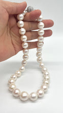 Load image into Gallery viewer, Large White Pearl Necklace, 12.5-14.5mm, White Magnetic Clasp, Wedding Necklace, Handmade Necklace for Women, Jewelry for Womans