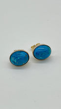 Load image into Gallery viewer, Turquoise Gold Stud Earrings, 14K Solid Gold Blue Earrings, Birthday Gift for Women, Handmade Earrings, Summer Jewelry, Mothers Day Gift