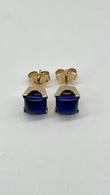 Load image into Gallery viewer, Lapis-lazuli Gold Stud Earrings, 14K Solid Gold Blue Earrings, Birthday Gift for Women, Handmade Earrings, Mothers Day Giftfor Wife
