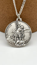 Load image into Gallery viewer, Saint Michael The Archangel, 25MM, 925 Sterling Silver, Round St. Michelle Medal, Birthday Gift For Men, Gift for Police, Gift for Soldiers