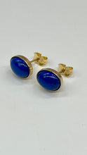 Load image into Gallery viewer, Lapis-lazuli Gold Stud Earrings, 14K Solid Gold Blue Earrings, Birthday Gift for Women, Handmade Earrings, Mothers Day Gift
