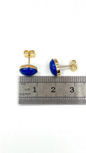Load image into Gallery viewer, Lapis-lazuli Gold Stud Earrings, 14K Solid Gold Blue Earrings, Birthday Gift for Women, Handmade Earrings, Mothers Day Gift