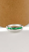 Load image into Gallery viewer, Emerald Wedding Gold Ring, 14K Princess Cut Emerald Band Ring, Wedding Ring, May Birthstone, Mothers Day Gift