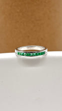 Load image into Gallery viewer, Emerald Wedding Gold Ring, 14K Princess Cut Emerald Band Ring, Wedding Ring, May Birthstone, Mothers Day Gift