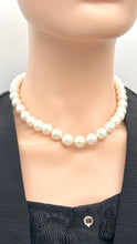 Load image into Gallery viewer, White Pearl Gold Necklace, 11-12mm Pearl Necklace, Knotted Handmade Necklace, Gift for Mom, Birthday Gift Women, Jewelry for Woman