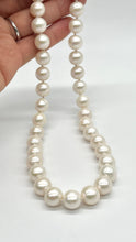 Load image into Gallery viewer, White Pearl Gold Necklace, 11-12mm Pearl Necklace, Knotted Handmade Necklace, Gift for Mom, Birthday Gift Women, Jewelry for Woman