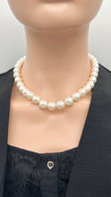 Load image into Gallery viewer, White Pearl Gold Necklace, 11-12mm Pearl Necklace, Knotted Handmade Necklace, Gift for Mom, Birthday Gift Women, Jewelry for Woman