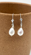 Load image into Gallery viewer, Pearl Dangle Earrings, Silver Or Solid Gold Earrings, Pearl Wedding Jewelry, June Birthstone, Birthday Gift for Women, Jewelry for Woman
