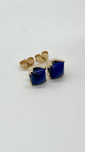 Load image into Gallery viewer, Lapis-lazuli Gold Stud Earrings, 14K Solid Gold Blue Earrings, Birthday Gift for Women, Handmade Earrings, Mothers Day Giftfor Wife