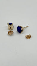 Load image into Gallery viewer, Lapis-lazuli Gold Stud Earrings, 14K Solid Gold Blue Earrings, Birthday Gift for Women, Handmade Earrings, Mothers Day Giftfor Wife