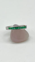 Load image into Gallery viewer, Emerald Wedding Gold Ring, 14K Princess Cut Emerald Band Ring, Wedding Ring, May Birthstone, Mothers Day Gift